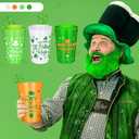 Meanplan 36 Pcs St. Patrick's Day Cups 12 oz Plastic Green Shamrock Reusable Party Cups Bulk for Kids Adults St Patrick's Day Party Supplies Drinks Beer Beverage