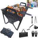 Slot Grill - Collapsible BBQ Grill for Easy Storage Steel, Slots Grills Collapsibles Portable & Tool-Free Setup, Stainless Steel Slots Grills BBQ Collapsibles for Camping, Tailgating, Outdoor Cooking