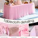THARAHT Tulle Table Skirt 14FT 420CM Long for Rectangle Tables Round Tables Ruffle Desk Skirt for Princess Girls Birthday Party Cake Dessert Decorations Table Skirt
