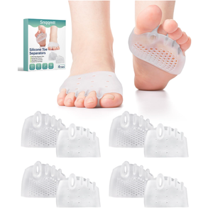 4 Pairs Silicone Toe Spacers Separators for Women Men Bunion Corrector, Hammertoe Straightener, Breathable Metatarsal Foot Support Pads Toe Cushions for Pain Relief (Clear)