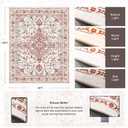 Arenarug 8x10 Washable Area Rug for Living Room, Light Pink Rusty Red