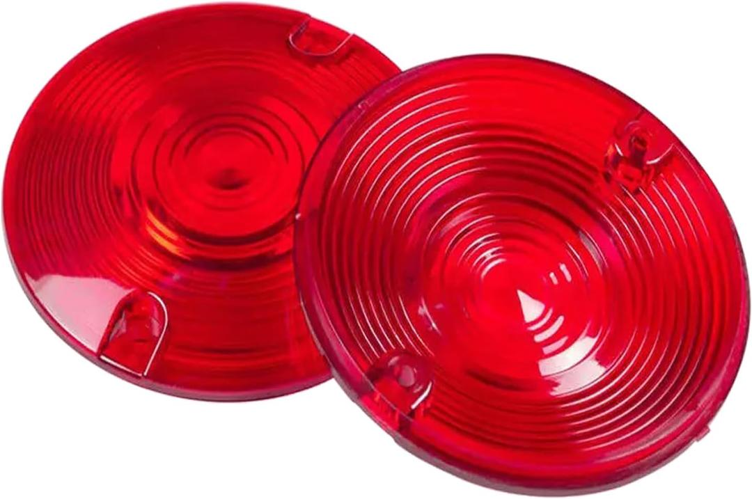 XLTOK 2 Pcs Turn Signal Light Lens Covers 3 1/ 4 Inch Compatible with Harley Touring Road Glide Road King Electra Glide Heritage Softail(Red)