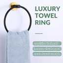 APLusee Black Gold Towel Ring for Bathroom Wall, Stainless Steel Hand Towel Holder, Wall Mounted