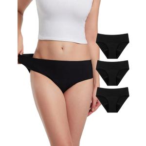 EcoPeriod Period Underwear for Women Heavy Flow Leakproof Menstrual Underwear Seamless Period Panties (Large-X-Large, Black 3 Pack)