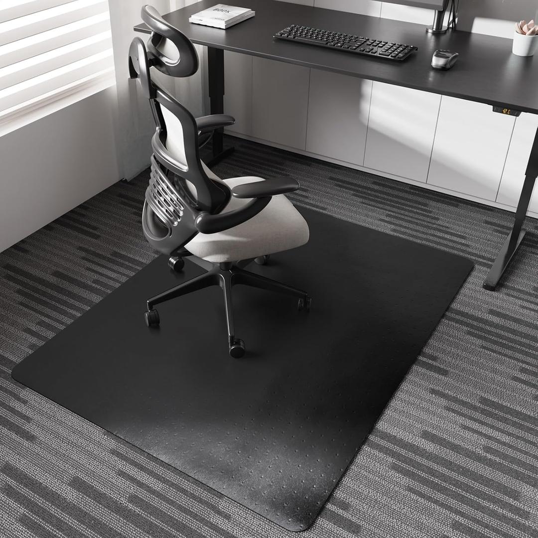 Chair Mat for Carpet, 36" x 48" Desk Chair Mat for Carpeted Floors, Non-Slip Office Vinyl Mat for Carpet with Studded, Easy Glide Heavy Duty Floor Protector Mat for Home Office, Black
