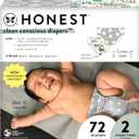 The Honest Company Clean Conscious Diapers for Sensitive Skin | Hypoallergenic, Fragrance Free | Gender Neutral Prints | Club Box, Size 2 (12-18 lbs), 72 Count (Pandas + Barnyard Babies)