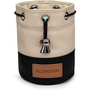 Golf Valuables Pouch,Bucket Waist Design Golf Pouch Bag with Drawstrings Golf Tee Bag Pouch Leather for Men Women (Khaki+Black)
