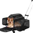Airline Approved Top-Expanding Pet Carrier on Wheels- Extra Spacious Soft Lined Carrier! 18x11x11 (Black, Expanding Sides)