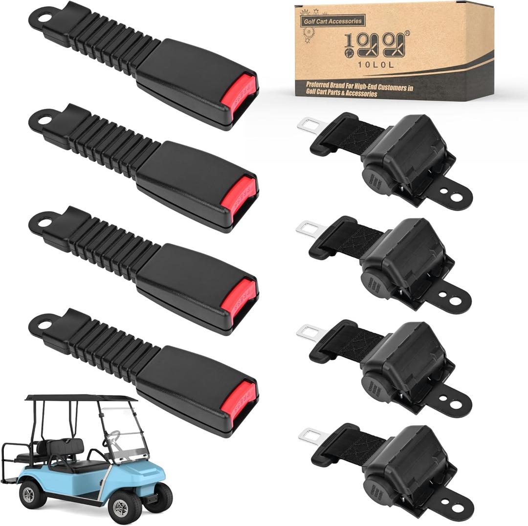 10L0L Golf Cart Front & Rear Seat Belt Kit for Yamaha, Club Car, EZGO Golf Cart Models,Universal Retractable Seat Belt Kit- 4PCS(Note: Without Mounting Bracket)