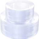 PULOTE 100Pieces Clear Plastic Plates - Premium Heavyweight Plastic Clear Disposable for Wedding&Party Include 50 Dinner & 50 Dessert/Salad Plates