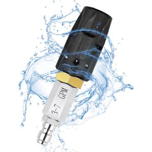 Adjustable Downstream Soft Wash Nozzle Twist Nozzle 0 to 60 spray pattern with Low to High Reach for elevated areas and hard to reach for use with Pressure Washer 3-7 GPM