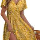 Summer Dresses for Women 2025 Floral Sundresses Elegant Classy Fashion Casual Outfit Plus Size (L)