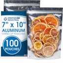 Spartan Industrial - 7" X 10" Aluminum Stand-Up Pouches - Pack of 100 Resealable Silver Bags for Smell-Proof Food Storage and Packaging, Cosmetics, Handmade Goods, and More