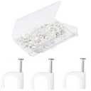 Cable Clips120Pcs 10mm Cable Staples .Wire Wall Clips with Cable Nails .Cable Clips WhiteRG6 RG59 CAT5 CAT6 RJ45