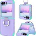 BENTOBEN for Samsung Galaxy Z Flip 6 5G Case with Ring, Heavy Duty 2 in 1 Full Body Rugged Galaxy Z Flip6 Case Girls Women Boy Men Shockproof Protection Cover for Samsung Z Flip 6 6.7,Purple