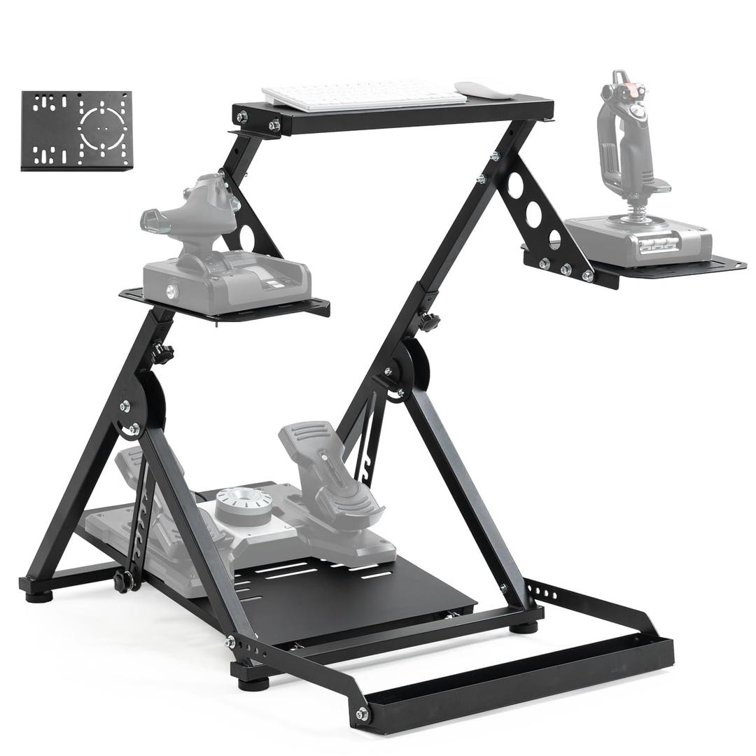 Anman Foldable Racing Flight Simulator Stand with Chair Wheel Fixed Slot