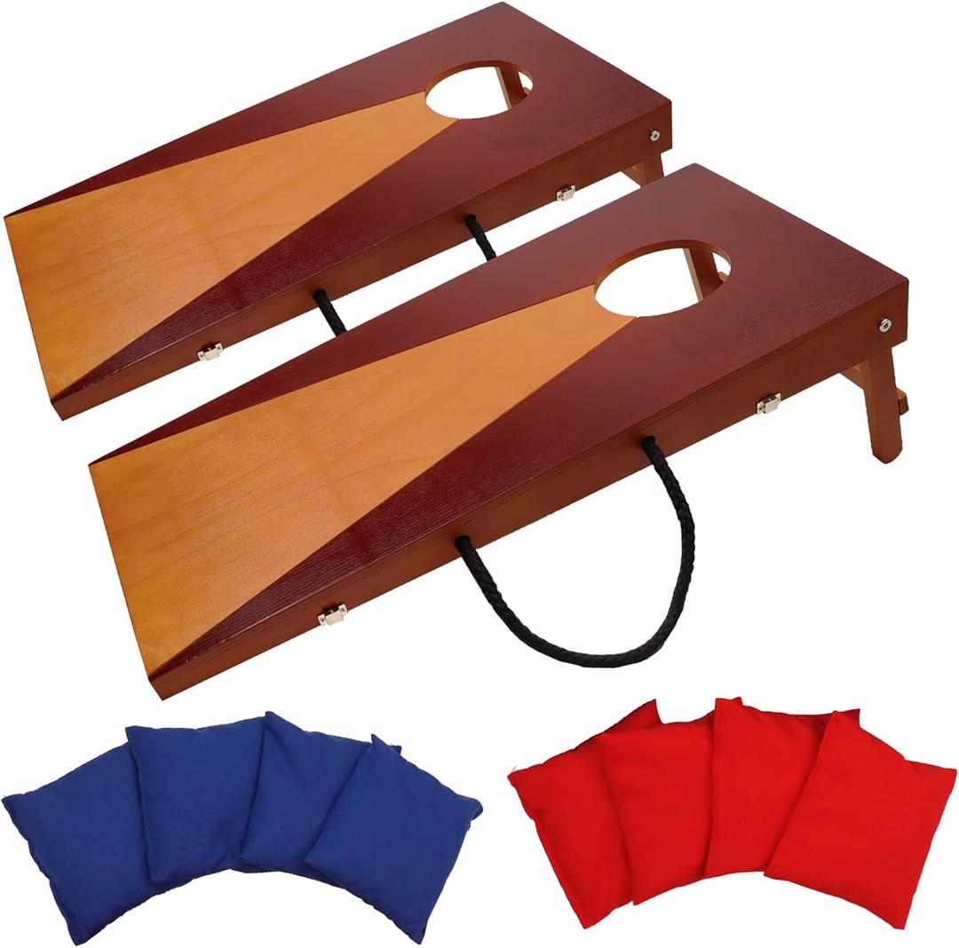 GSE Games & Sports Expert Portable Cornhole Board Set 1x2 ft, Solid Wood Frame with Plywood Board, Indoor & Outdoor Bean Bag Toss Game for Office, Home, Backyard, Beach, Camping, Tailgate, Travel