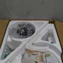 FUMLTP 42 inch Modern White Ceiling Fans with Lights APP/ Remote Control, Low Profile Reversible 6 Speeds Ceiling Fan Light for Indoor/ Outdoor Patio Bedroom Living Room