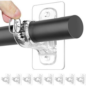 2 Pack , 16Pack No Drill Adhesive Curtain Rod Brackets, No Wall Damage Rod Holders, Sticky Curtain Rods Hooks, Nail-Free Adjustable Curtain Hanger for Wall, Dorm, Living Room, Bedroom, Bathroom, Kitchen Decor