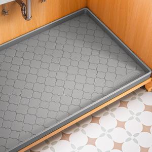 Jin&Bao Waterproof Under Sink Mat 22" x 19", Thick Silicone Mat Cabinet Protector for Kitchen and Bathroom, Shelf Liner, Home Organizer and Storage, Multipurpose Tray for Gadgets and Essentials (Dark Gray)