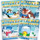 4Pcs Winter Paint by Sticker Books Hello Winter Sticker by Number Books Activity Book Puzzle Book Craft Art Toddler Gift with Igloo Snowman Penguin Squirrel 32 Pictures
