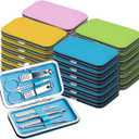 48pack Bulk Manicure Set, Nail Clippers Kit Stainless Steel Fingernail Clippers, Sturdy Nail Tip Cutter Trimmers Professional Grooming Toenail Clippers Personal Pedicure Kits Gift (8-in-1, 4 Colors)