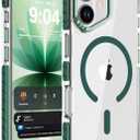 DEERLAMN Strong Magnetic Case for iPhone 17 6.3-Inch,[Compatible with Magsafe][Military Grade Drop Protection] Clear Slim Shockproof Protective Phone Cover-Transparent+Green