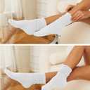 Women's Slouch Crew Socks Retro Solid Scrunch Boot Chunky Ribbed Cozy Cotton Calf Socks 3 Pack Size 5-11 (White)