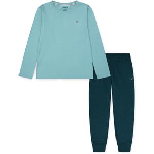 Hurley boys Long Sleeve Soft Basic T-shirt and Joggers 2-piece Outfit Set (8)