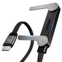 LOOHOI USB C to USB C Cable, 240W Fast Charging Cable with Built-in Phone Stand (5 FT, Black), Durable Braided Type-C Cable with 90° Angled T-Shaped Stand (1PCS)