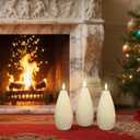 Silverstro Irregular Flameless Candles with Remote Control & Timer Function, Real Wax Flicker Battery Operated Candles for Home Party Wedding Nautical Christmas Ocean Decor - Set of 3(Ivory)