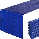 6 Packs 12 x 108 inches Royal Blue Sequin Table Runner, Glitter Royal Blue Table Runner for Wedding Birthday Bachelorette Holiday Party Supplies Decorations Bridal Shower Baby Shower