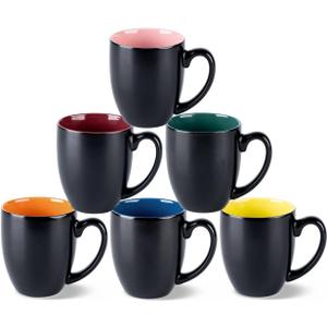 GBhome 16oz Coffee Mugs Set of 6,Ceramic Coffee Mugs for Man, Woman,Restaurant Modern Coffee Mugs Set with handle for Tea/Latte/Cappuccino/Milk/Cocoa. Dishwasher&Microwave Safe,Multi-Color,6 Pack