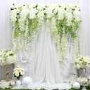 Artificial Wisteria Hanging Flowers Fake Wisteria Flower Garland Silk Vines Rattan Decor for Home Wedding Arch Wall Garden Greenery Bedroom Outdoor Office Party Decoration (36, White)