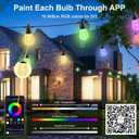 Voneta Outdoor RGBW String Lights, 49ft 15 Bulbs Patio Lights with Remote & APP, S14 Dimmable Color Changing IP68 Waterproof Dimmable LED Hanging for Garden Yard Porch Party