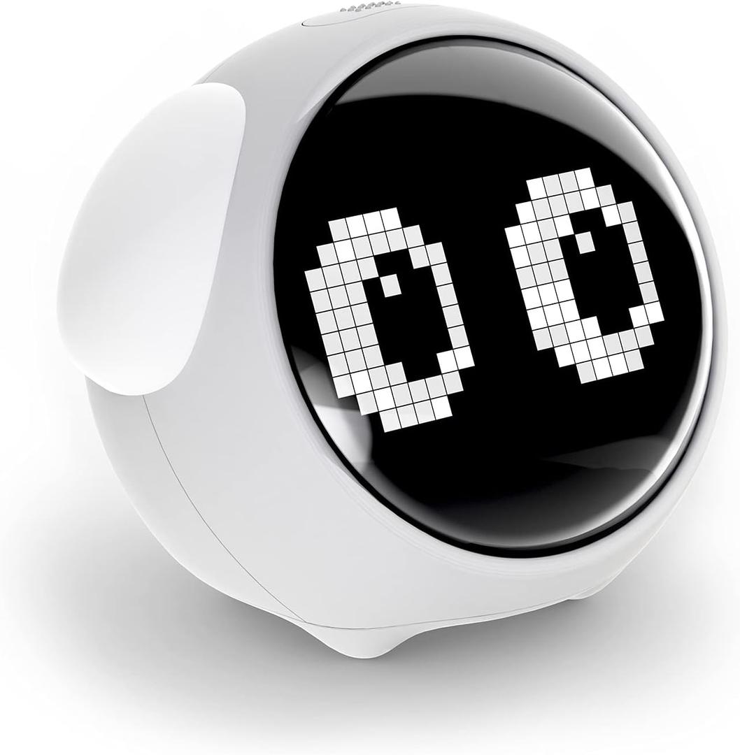 Kids Alarm Clock, Dual Alarm Setting, Adjustable Brightness Night Light, Voice-Activated,Temperature Detection, Wake-up Alarm Clock, Toy and Gift for Toddler, Children, Students, Boys&Girls (Gray)