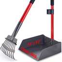 Pawler Pooper Scooper for Large Dogs, Small Dogs and Horses, Metal Poop Scooper Set with Long Handle Rake and Tray for Yard, Grass, Dirt or Gravel, Heavy Duty Aluminum Poop Picker Upper