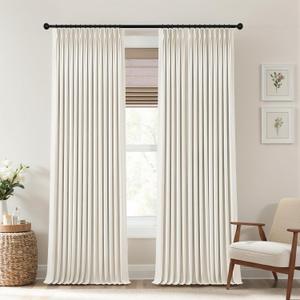 Mrs.Naturall 94 Inch Linen Blackout Curtains, Pinch Pleated Textured Drapes for Bedroom Living Room, 2 Panel Set, 42" W x 94" L