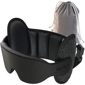SARISUN Upgraded Travel Pillow, U-Shaped Airplane Head Strap for All Heights, 360 Support, 3D Sleep Mask, 100% Light Blocking, Long Flights Essentials Headrest, Stop Bobblehead, Black