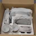 VEWEET, Series Fiona, 30-Piece Dinnerware Sets for 6, White Dishes Set with Black and Gray Stripes, Porcelain Dinner Set Including Dessert Plates, Soup Plates, Dinner Plates, Cups & Saucers