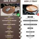 Car Tray Cup Holder Desk, 360 Rotating PU Leather Food Car Table - Steering Wheel Tray Road Trip Essentials Accessories for Tesla Model Y/3/S, Ford F150 Most Vehicles
