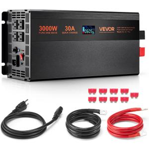 VEVOR Sump Pump Battery Backup System, 3000W, Auto Switches to Battery Inverter for Continuous Sump Pump Operation, Pure Sine Wave, LCD Display, for Basement Protection Emergency and Power Outage
