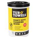 Tub O' Towels Heavy-Duty Multi-Surface Cleaning Wipes Extra-Large 10" x 12", 90-Count Canister Removes Grease, Tar, Ink & Tough Stains Safe for Home, Auto, Garage & More
