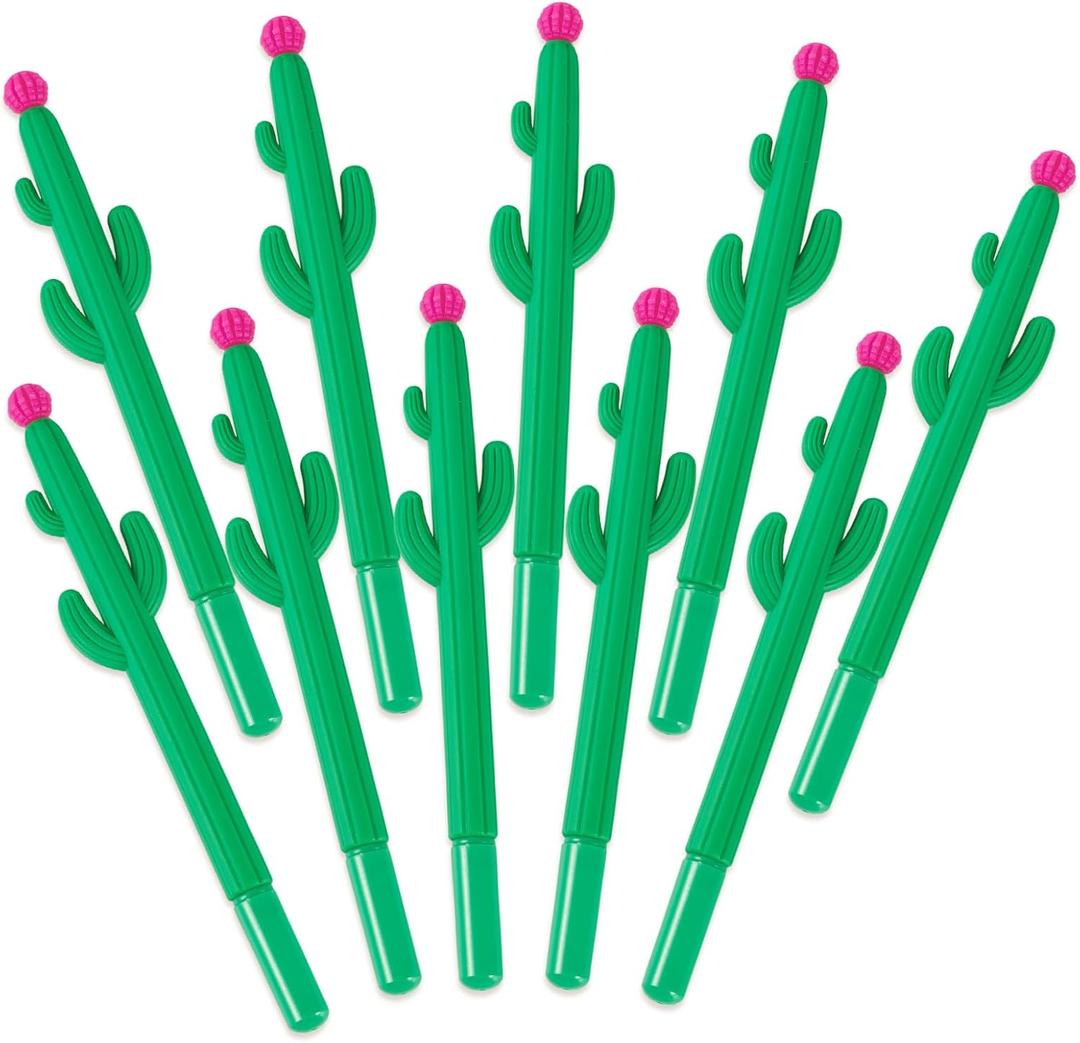 Cactus Shaped Ballpoint Black Gel Ink Pens Craftdady 10pcs Cute Rollerball Fun Pen for Classroom School Office Students Supplies 155mm