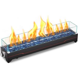 GRISUN Tabletop Fire Pit,36 Inch Propane Fire Pit Table,50000 BTU Table Top Firepit with Glass Wind Guard,Stainless Steel Burner,Fire Glass,Portable Propane fire Pit for Patio, Camping, Backyard & RV