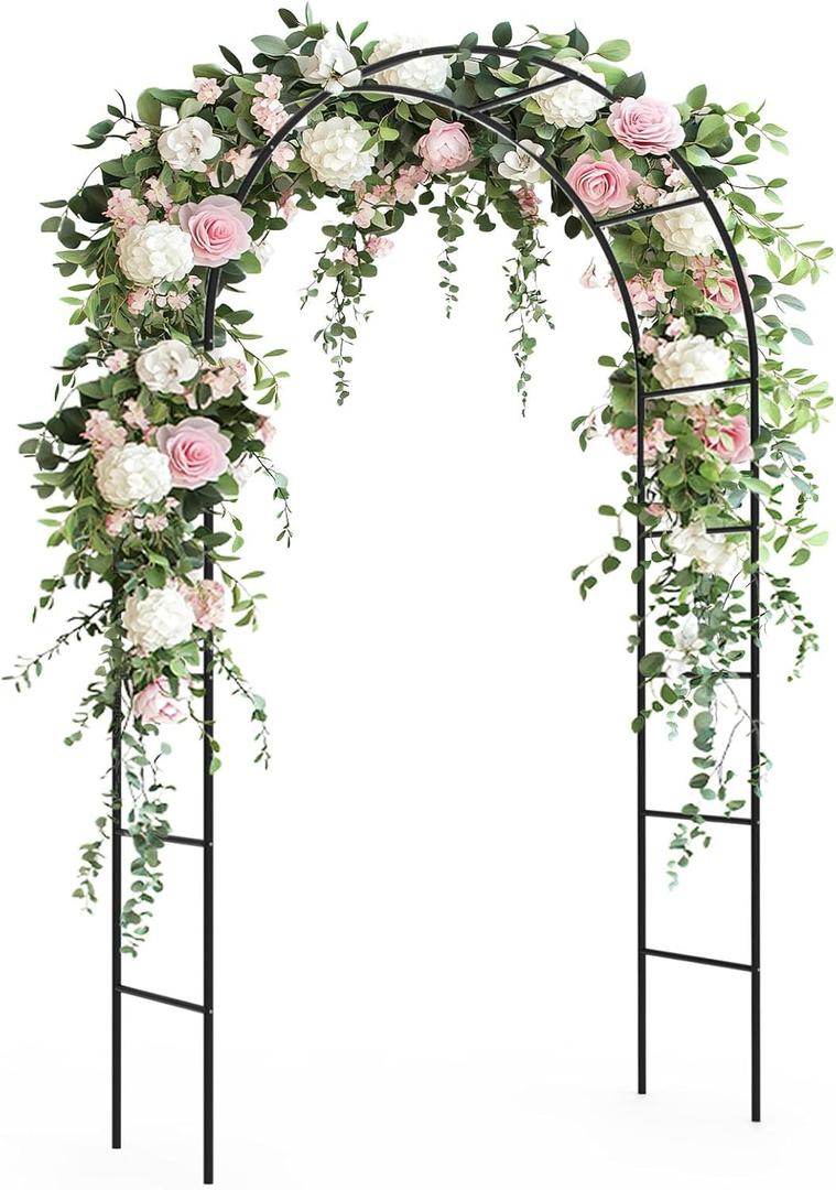 Garden Arch Trellis for Climbing Plants Outdoor - Height: 94.5", Width: 55", Sturdy Metal Garden Arbor with Rust-Proof Coating, Garden Arch for Wedding Decorations and Balloon Arch Stand
