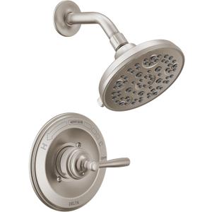 Delta Roe 14 Series 5-Setting Shower Faucet Set, Brushed Nickel Shower Head and Handle Set, Valve Trim Kit, Stainless T142985-SS (Valve Not Included)