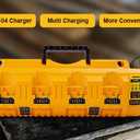 DCB104 20V MAX Battery Charger Replacement for Battery Charger, 4 Port Multi Charger Station with 2 USB Ports, Compatible with Dewalt 12V-20V Batteries