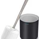 Toilet Brush and Holder Set, Bathroom Cleaner Brush Set with Light Brush Handle, Soft Bristle, Corrosion Resistant Holder, Wall Mounted/Floor Standing
