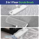 Floor Scrub Brush with Long Handle: 3 in 1 Heavy-Duty Floor Scrubber Brush with Squeegee for Cleaning Tile Bathroom Deck Kitchen Patio - White